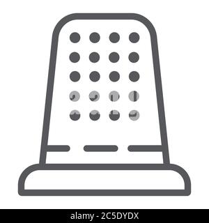 Sewing thimble line icon, embroidery and sew, sewing tool sign, vector graphics, a linear pattern on a white background. Stock Vector