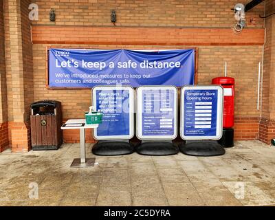 Entrance to Tesco superrmarket in Clifton Moor Retails park, york, UK. Stock Photo