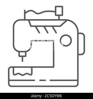 Sewing machine thin line icon, craft and sew, sewing equipment sign, vector graphics, a linear pattern on a white background. Stock Vector