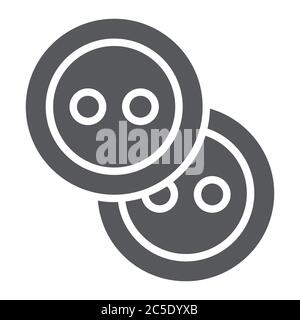 Sewing buttons glyph icon, accessory and sew, clothing button sign, vector graphics, a solid pattern on a white background. Stock Vector