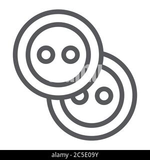 Sewing buttons line icon, accessory and sew, clothing button sign, vector graphics, a linear pattern on a white background. Stock Vector