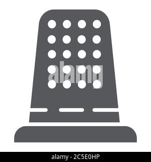 Sewing thimble glyph icon, embroidery and sew, sewing tool sign, vector graphics, a solid pattern on a white background. Stock Vector