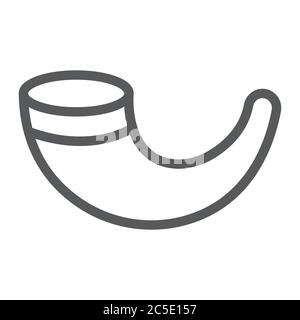 Shofar line icon, religion and israel, jewish horn sign, vector graphics, a linear pattern on a white background. Stock Vector