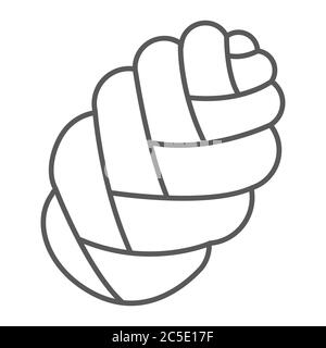 Challah thin line icon, bake and bakery, jewish bread sign, vector graphics, a linear pattern on a white background. Stock Vector