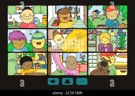 Cute cartoon of screen with online meeting of working colleagues, or chat between friends in isolation or quarantine Stock Vector Image & Art - Alamy Cute cartoon of screen with online meeting of working colleagues, or chat between friends in isolation or quarantine Stock Vector Image & Art - Alamy