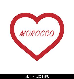Morocco flag in heart. I love my country. sign. Stock vector illustration isolated on white background. Stock Vector