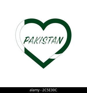 Pakistan flag in heart. I love my country. sign. Stock vector illustration isolated on white background. Stock Vector