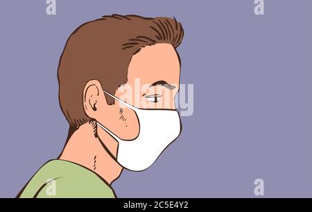 Man in protective masks against coronavirus. Stock Vector