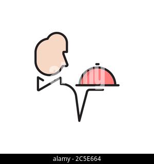 Restaurant waiter avatar vector icon isolated on white background Stock Vector