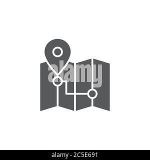 Route on map vector icon symbol isolated on white background Stock Vector