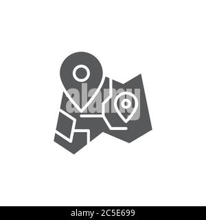 Route on map vector icon symbol isolated on white background Stock Vector