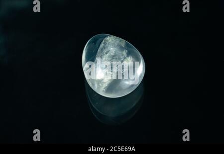 black agate with transparent white quartz inclusions Stock Photo