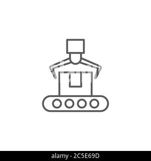 Robotic assembly vector icon symbol isolated on white background Stock Vector