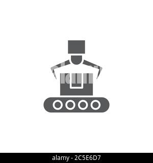 Robotic assembly vector icon symbol isolated on white background Stock Vector