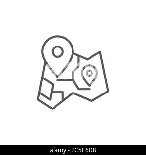 Route on map vector icon symbol isolated on white background Stock Vector