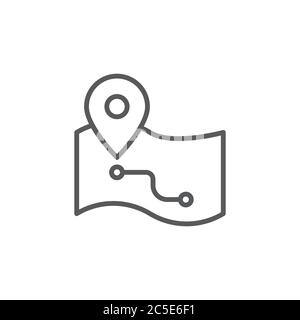 Route on map vector icon symbol isolated on white background Stock Vector