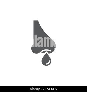 Runny nose vector icon symbol isolated on white background Stock Vector