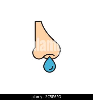 Runny nose vector icon symbol isolated on white background Stock Vector