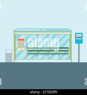 public city transportation system item bus stop, front view Stock Vector