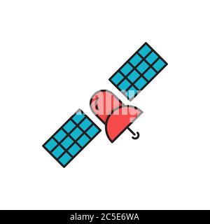 Satellite antenna vector icon symbol isolated on white background Stock Vector