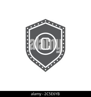 Shield with copyright sign vector icon symbol isolated on white background Stock Vector