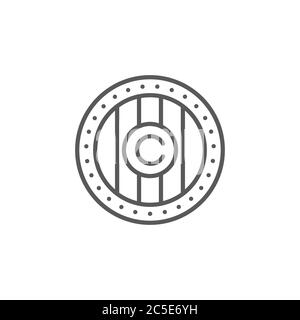 Shield with copyright sign vector icon symbol isolated on white background Stock Vector