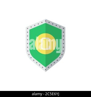 Shield with copyright sign vector icon symbol isolated on white background Stock Vector