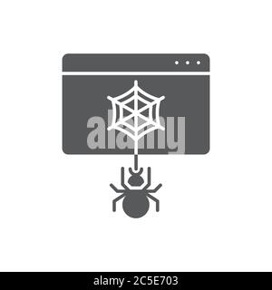 spider on web vector icon symbol virus malware isolated on white background Stock Vector