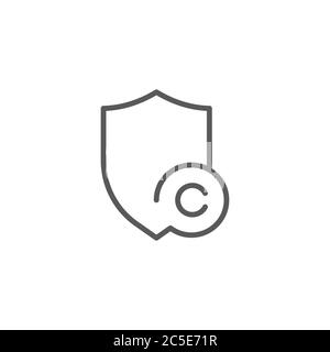 Shield with copyright sign vector icon symbol isolated on white background Stock Vector