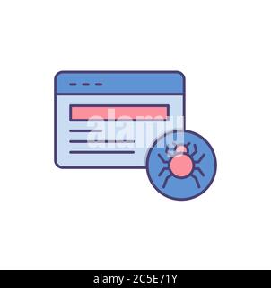 spider on web vector icon symbol virus malware isolated on white background Stock Vector