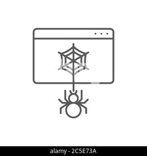 spider on web vector icon symbol virus malware isolated on white background Stock Vector