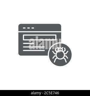 spider on web vector icon symbol virus malware isolated on white background Stock Vector