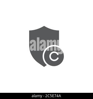 Shield with copyright sign vector icon symbol isolated on white background Stock Vector