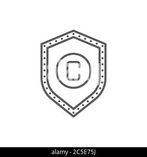 Shield with copyright sign vector icon symbol isolated on white background Stock Vector