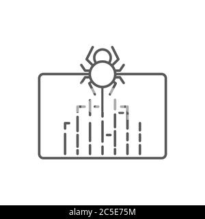 spider on web vector icon symbol virus malware isolated on white background Stock Vector
