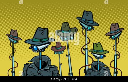 surveillance spy total video surveillance secret information privacy concept Stock Vector