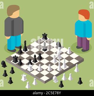 chess isometric. game isometric series Stock Vector