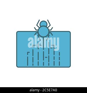 spider on web vector icon symbol virus malware isolated on white background Stock Vector