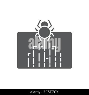 spider on web vector icon symbol virus malware isolated on white background Stock Vector