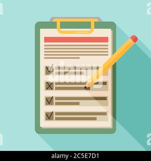 Clipboard with pen icon. Flat vector related icon with long shadow for web and mobile applications. Stock Vector