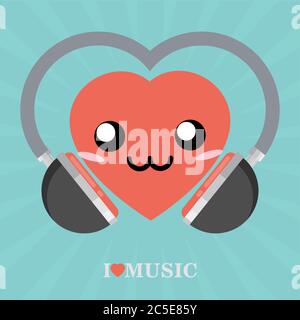 I love music. Flat vector Stock Vector