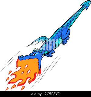 Fire-breathing dragon. Mythical creature monster Stock Vector