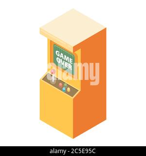 Retro arcade machine with game over message. Flat style vector illustration. Stock Vector