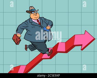 Chart indicators up. Successful businessman Stock Vector