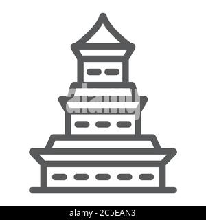 Pagoda line icon, japan and architecture, japanese building sign, vector graphics, a linear pattern on a white background. Stock Vector