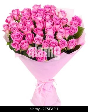 Bouquet of pink roses isolated on white background Stock Photo