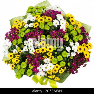 Bouquet of asters and daisies isolated on white background Stock Photo