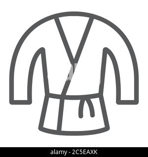 Japanese kimono line icon, asian and clothes, japan costume sign, vector graphics, a linear pattern on a white background. Stock Vector