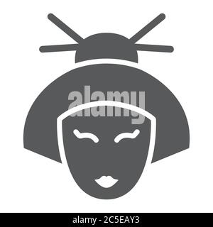 Geisha glyph icon, japan and girl, japanese woman sign, vector graphics, a solid pattern on a white background. Stock Vector