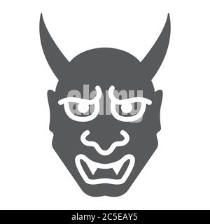 Hannya glyph icon, asian and demon, japanese mask sign, vector graphics, a solid pattern on a white background. Stock Vector